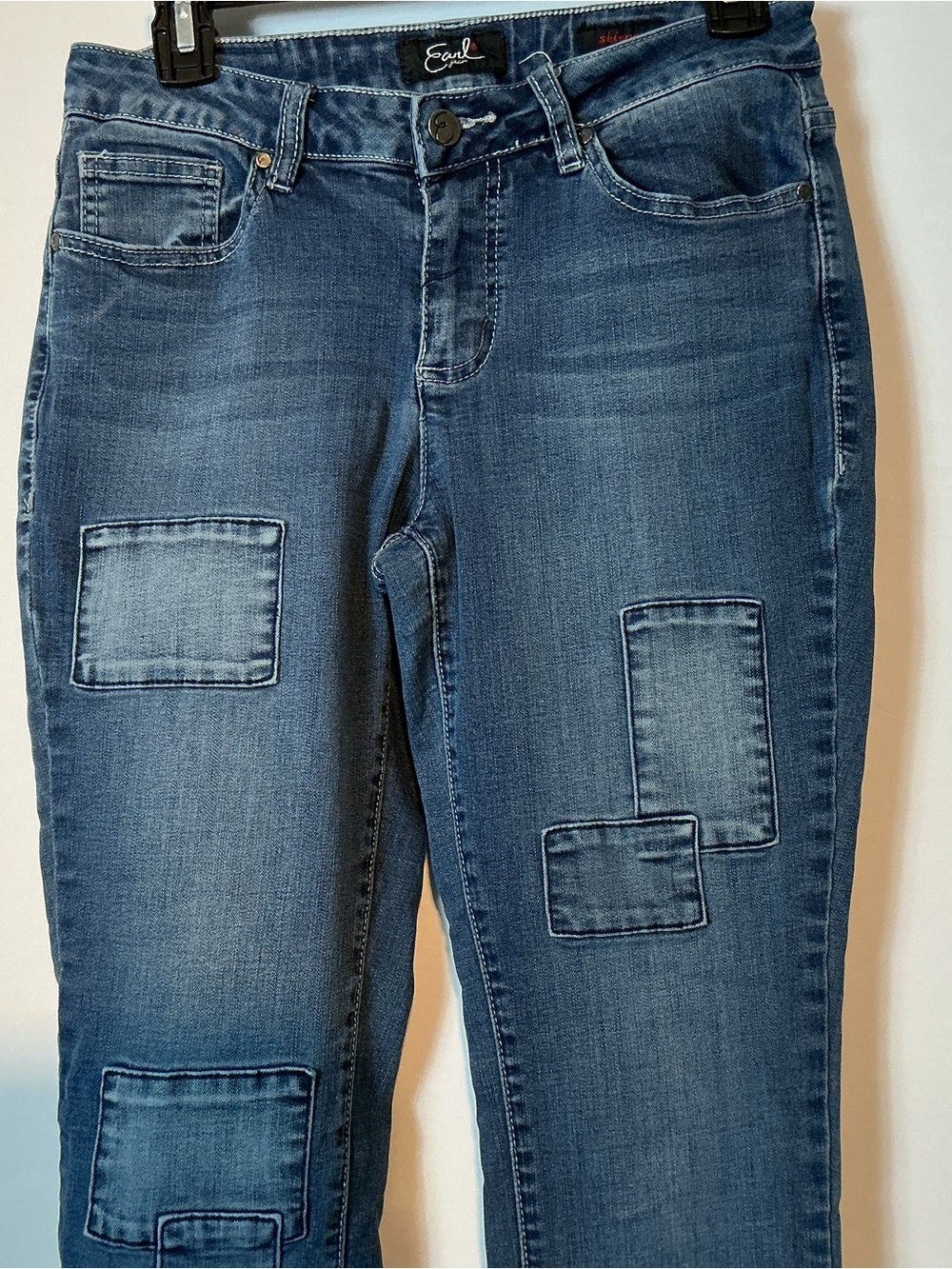 Earl Jeans Medium Blue Patchwork Skinny Jeans